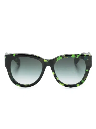 Chloé Camouflage-print Cat Eye-frame Sunglasses In Grün