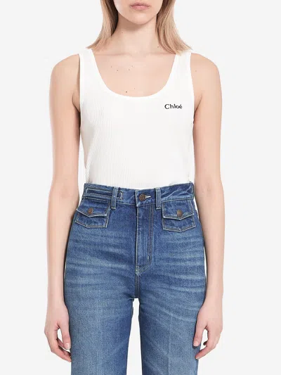 Chloé Tank Top With Logo In White