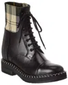Chloé Chloe X Barbour Check-print Combat Boots In Black Leather In Black