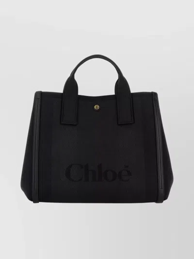 Chloé Canvas Carry Shopping Bag With Top Handles In Black