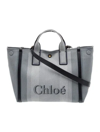 Pre-owned Chloé Canvas Carry Tote Bag Small In Gray