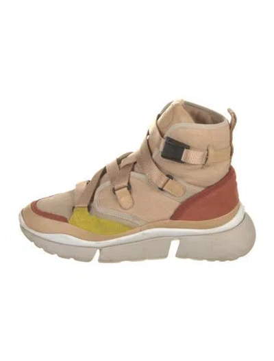 Pre-owned Chloé Canvas Chunky Sneakers In Neutrals