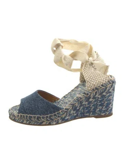 Pre-owned Chloé Canvas Colorblock Pattern Espadrilles In Blue