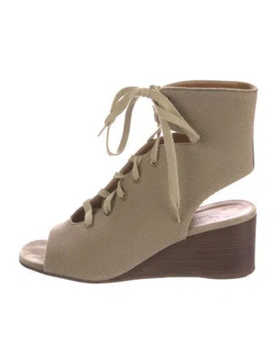 Pre-owned Chloé Canvas Colorblock Pattern Lace-up Boots In Neutral