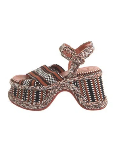 Pre-owned Chloé Canvas Colorblock Pattern Sandals In Brown