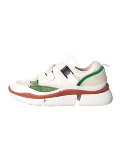 Pre-owned Chloé Canvas Colorblock Pattern Sneakers In Neutral