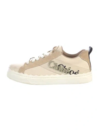 Pre-owned Chloé Canvas Colorblock Pattern Sneakers In Neutral