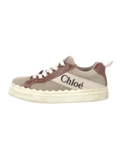 Pre-owned Chloé Canvas Colorblock Pattern Sneakers In Neutral
