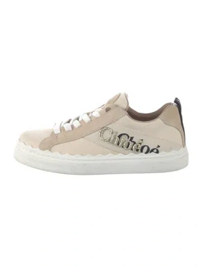 Pre-owned Chloé Canvas Embroidered Accent Sneakers In Neutral