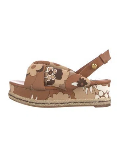 Pre-owned Chloé Canvas Floral Print Espadrilles W/ Tags In Brown