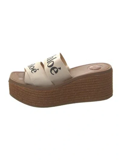 Pre-owned Chloé Canvas Graphic Print Espadrilles In Neutral