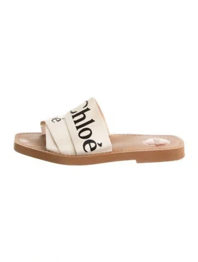 Pre-owned Chloé Canvas Graphic Print Slides In Multi