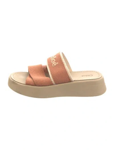 Pre-owned Chloé Canvas Graphic Print Slides In Neutral