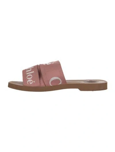 Pre-owned Chloé Canvas Graphic Print Slides In Pink