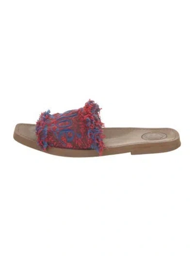 Pre-owned Chloé Canvas Graphic Print Slides In Red
