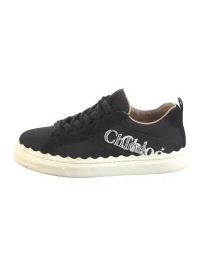 Pre-owned Chloé Canvas Graphic Print Sneakers In Black