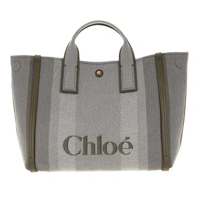 Chloé Canvas Medium ' Carry' Tote Bag In Green