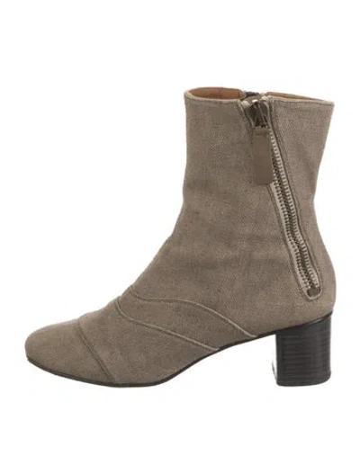 Pre-owned Chloé Canvas Moto Boots In Neutral