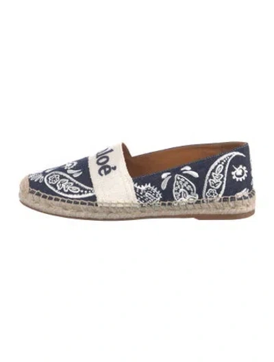 Pre-owned Chloé Canvas Paisley Print Espadrilles In Blue