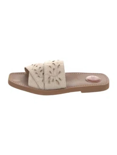 Pre-owned Chloé Canvas Patterned Slides In Neutral