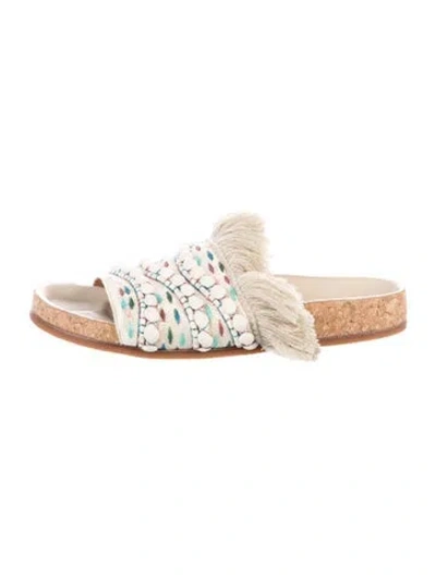 Pre-owned Chloé Canvas Patterned Slides In Neutral