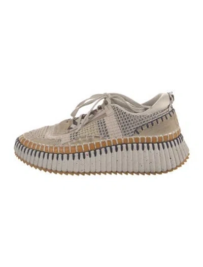 Pre-owned Chloé Canvas Patterned Sneakers In Neutral