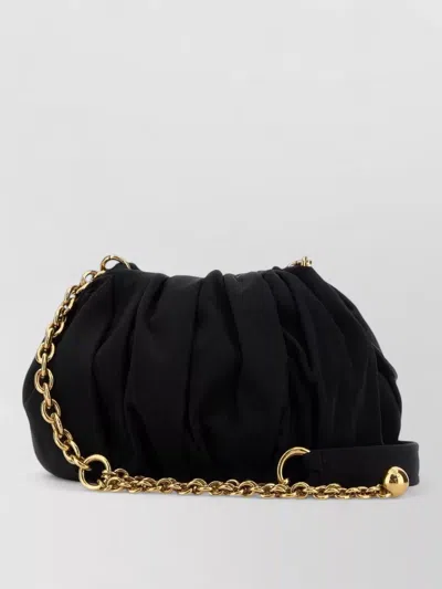 Chloé Plissé Shoulder Bag With Chain In Nylon In Black