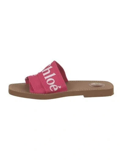 Pre-owned Chloé Canvas Printed Slides In Pink