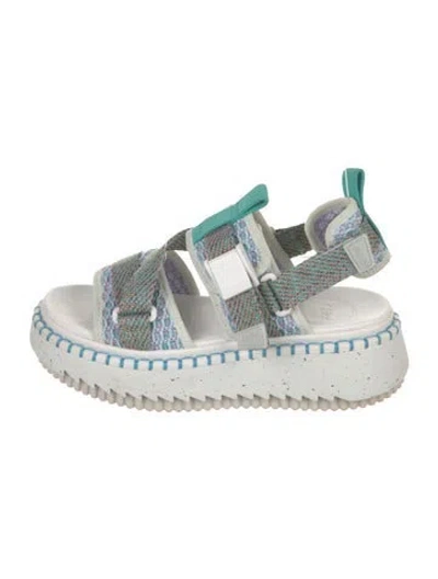 Pre-owned Chloé Canvas Printed Slingback Sandals In Blue