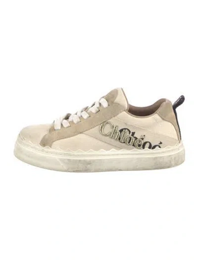 Pre-owned Chloé Canvas Printed Sneakers In Neutral