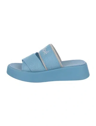 Pre-owned Chloé Canvas Slides In Blue