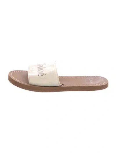 Pre-owned Chloé Canvas Slides In Neutral