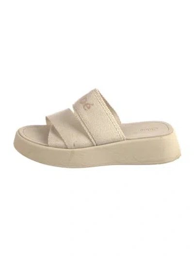 Pre-owned Chloé Canvas Slides In Neutral