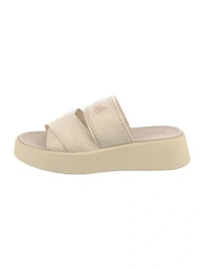 Pre-owned Chloé Canvas Slides In Neutral