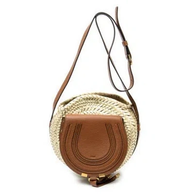 Pre-owned Chloé Canvas Small Marcie Basket Crossbody In Neutral