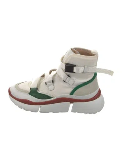 Pre-owned Chloé Canvas Sneakers In White