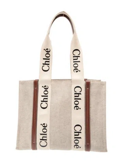 Pre-owned Chloé Canvas Tote In Neutral