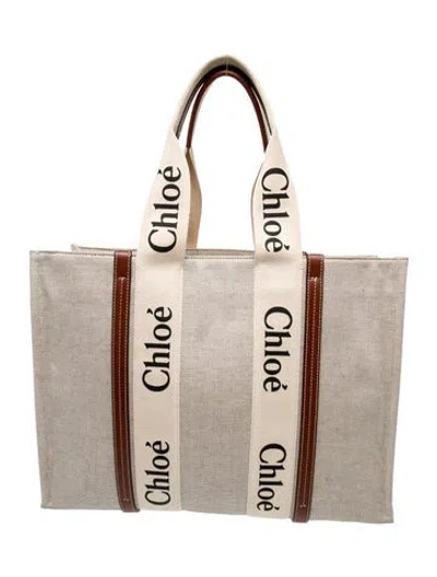 Pre-owned Chloé Canvas Tote In Neutral