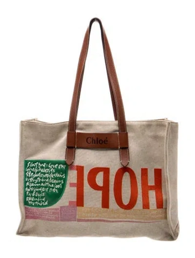 Pre-owned Chloé Canvas Tote In Neutrals