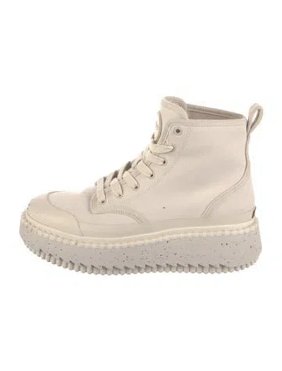 Pre-owned Chloé Canvas Wedge Sneakers In Neutral