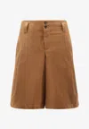 Chloé Canvas Wide-leg Shorts In Brown