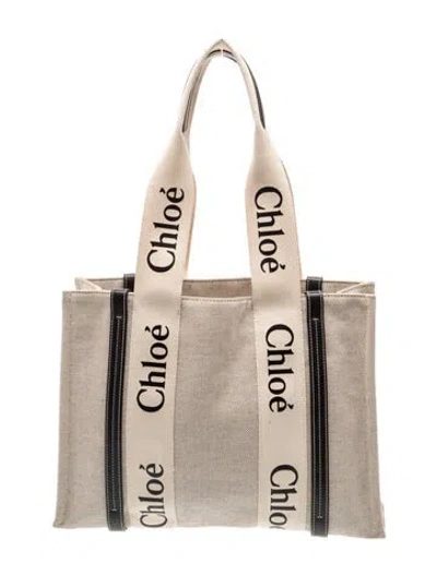 Pre-owned Chloé Canvas Woody In Neutral