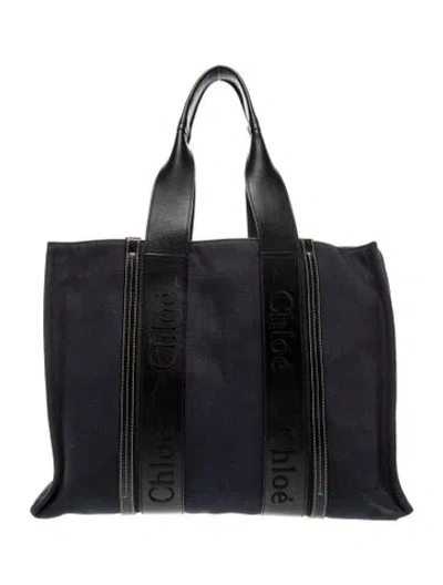 Pre-owned Chloé Canvas Woody Tote 2023 In Blue