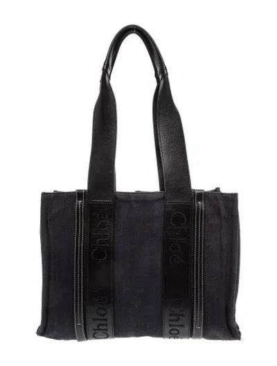 Pre-owned Chloé Canvas Woody Tote In Black