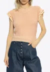Chloé Cap-sleeved Wool Knit Top In Pink