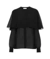 Chloé Blouse Cape En Georgette De Soie Femme Noir Taille 40 100% Soie, Pinctada Maxima, Farmed, Coo Austra In Black