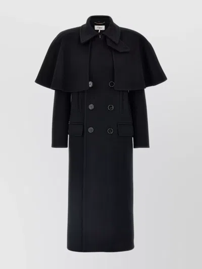 Chloé Double-breasted Wool Coat In Black