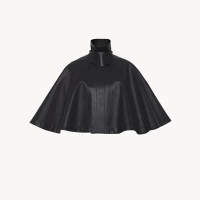 Chloé Cape Courte En Cuir Souple Femme Noir Taille S 100% Cuir D'agneau In Black