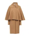 Chloé Cape Coat In Wool & Cashmere Orange Size 8 100% Wool, Horn Bubalus Bubalis, Farmed, Coo India In Brown