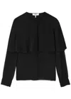 Chloé Blouse Cape En Georgette De Soie Femme Noir Taille 40 100% Soie, Pinctada Maxima, Farmed, Coo Austra In Black